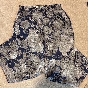 J. Crew Navy and White Floral Pants